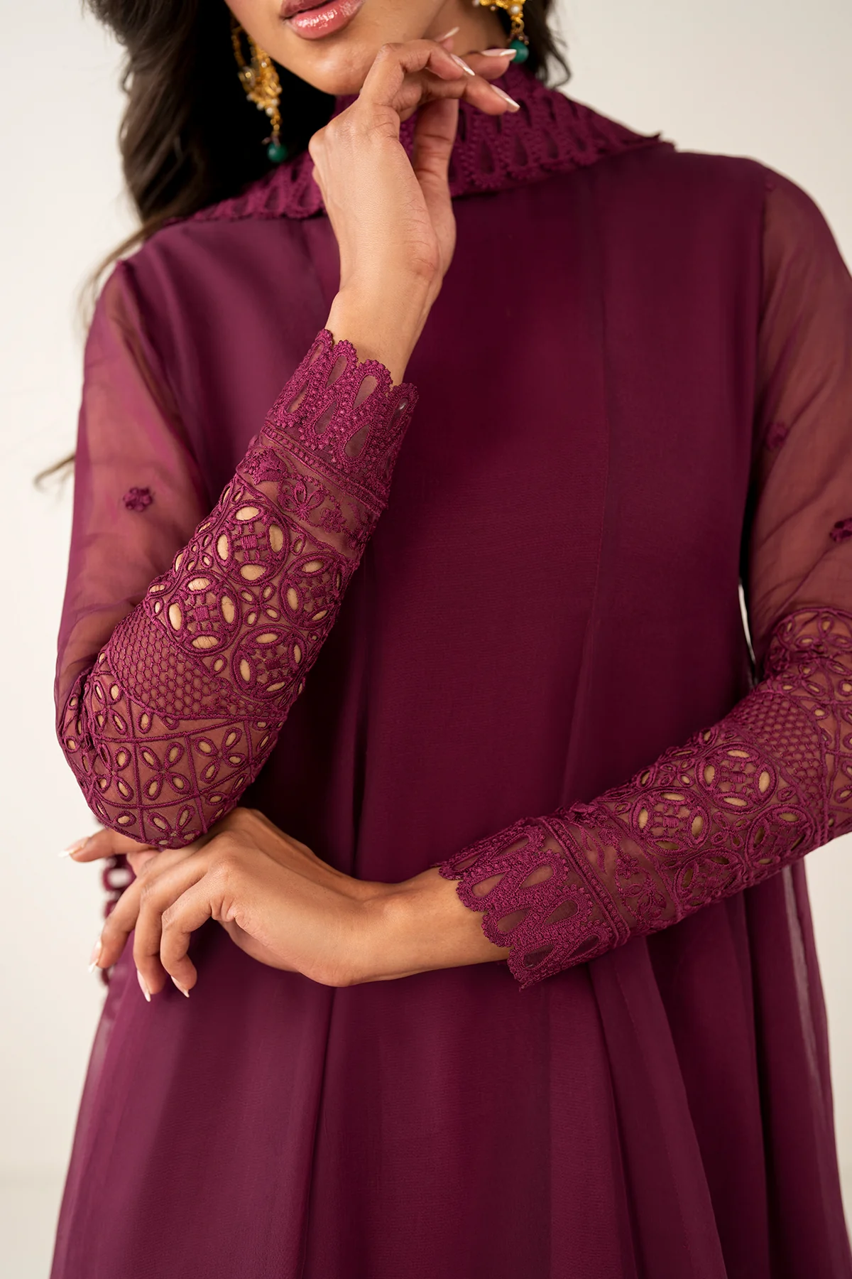 EMBROIDERED CHIFFON FROCK PR-1121 - Image 3