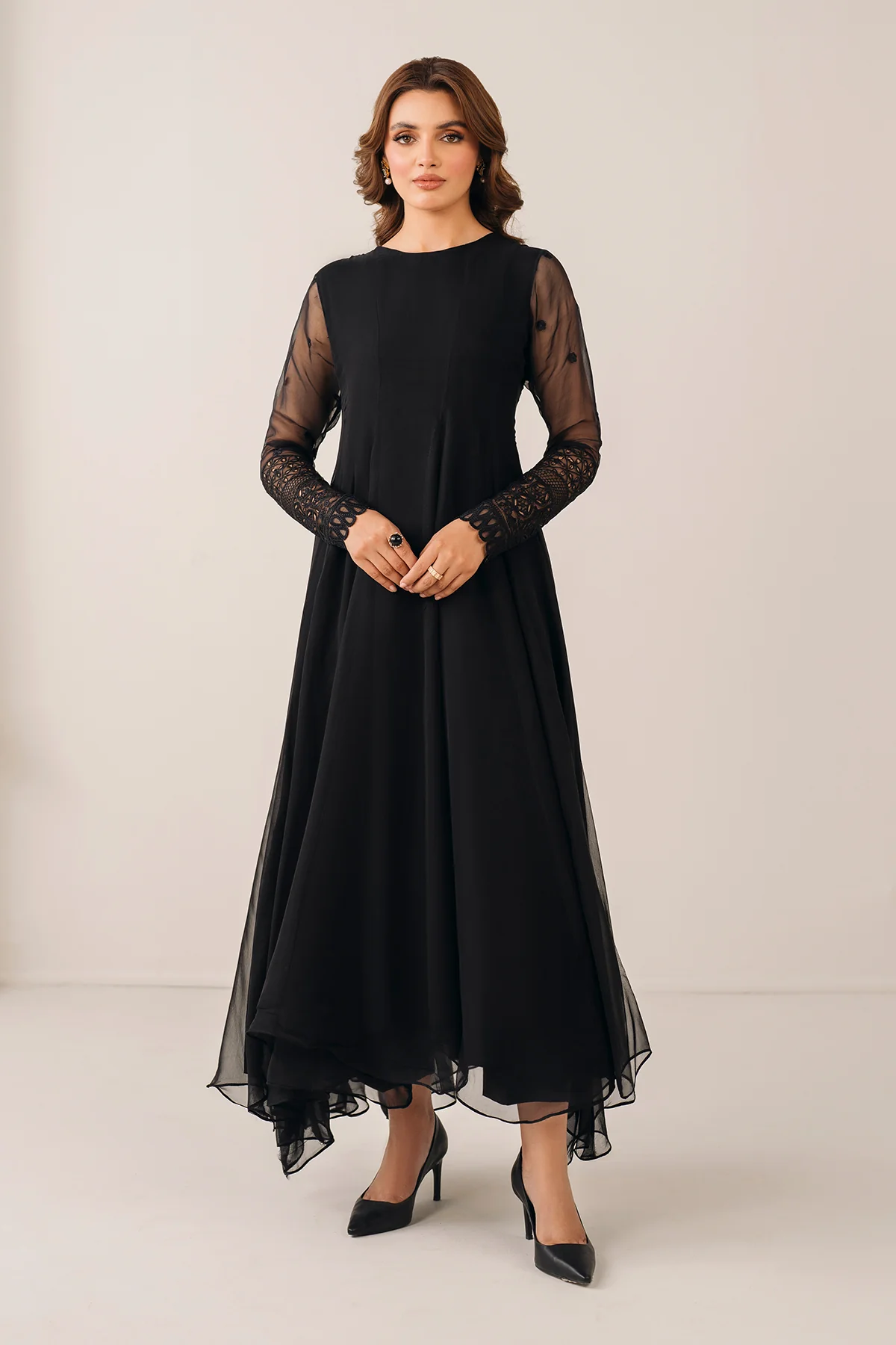 EMBROIDERED CHIFFON FROCK PR-1122