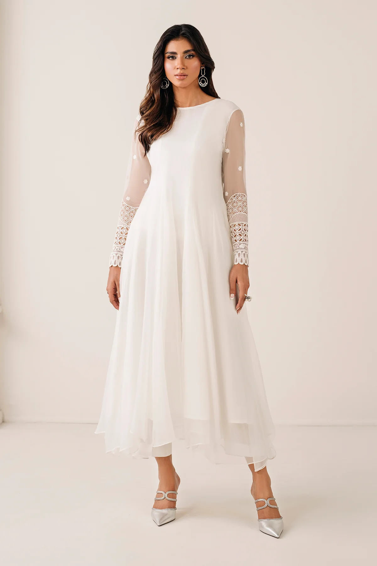 EMBROIDERED CHIFFON FROCK PR-1125