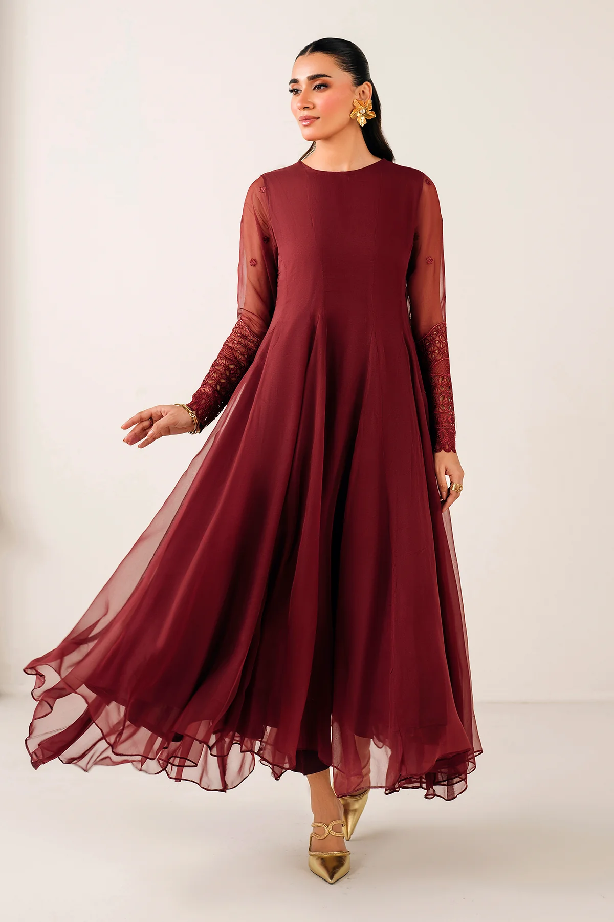 EMBROIDERED CHIFFON FROCK PR-1126 - Image 3
