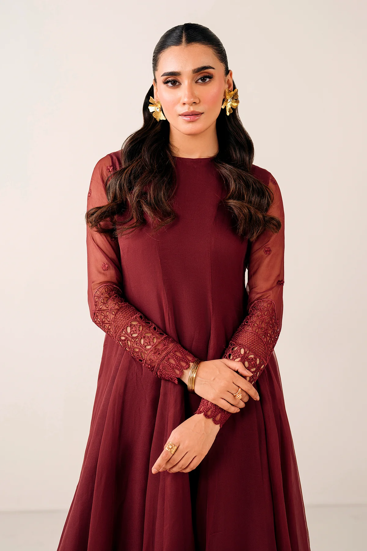 EMBROIDERED CHIFFON FROCK PR-1126 - Image 5