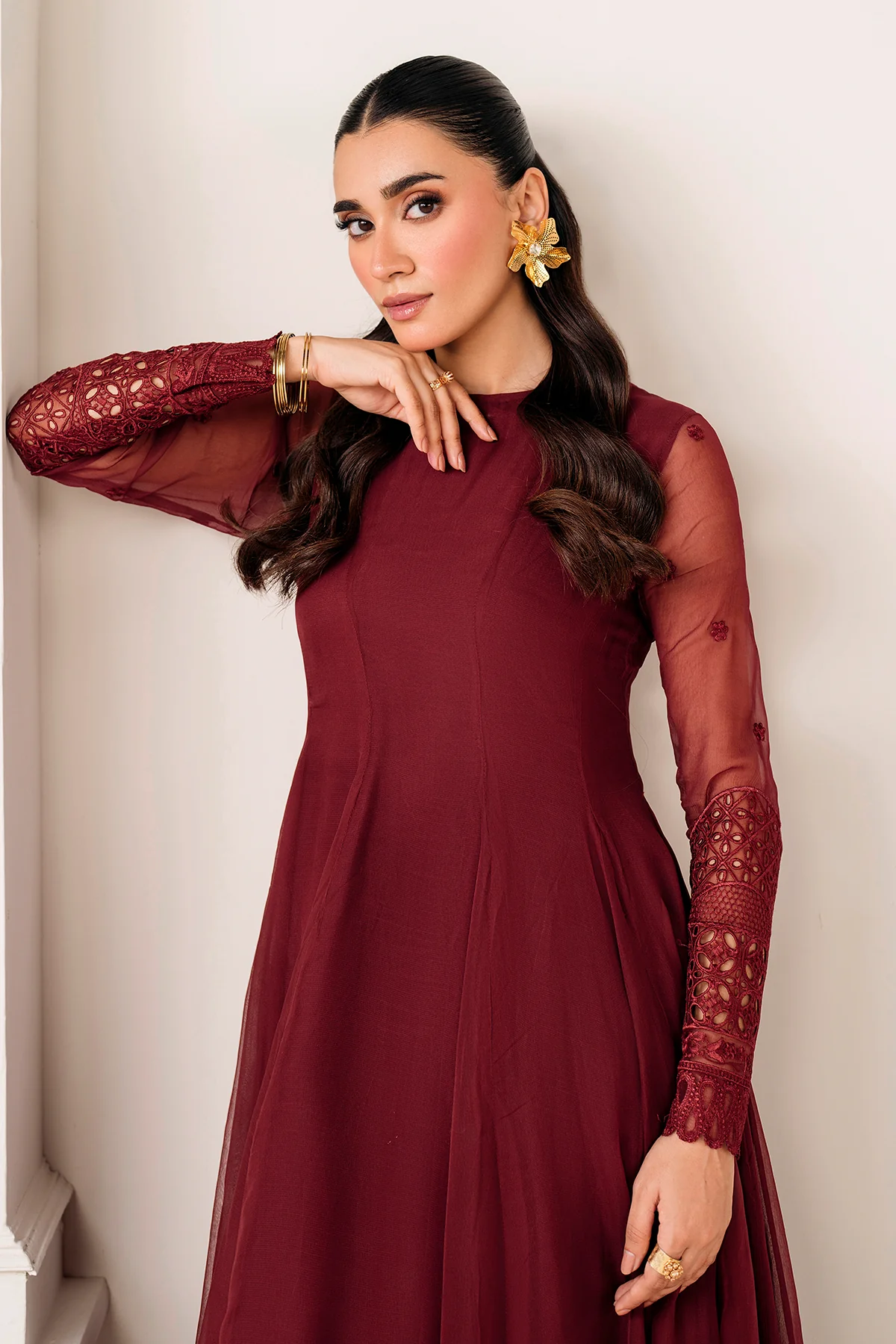 EMBROIDERED CHIFFON FROCK PR-1126 - Image 6