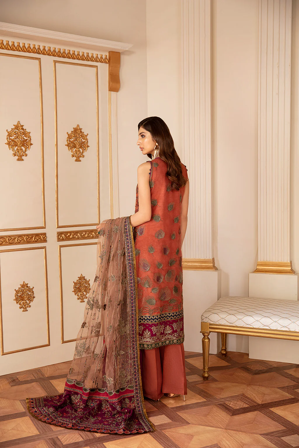 EMBROIDERED NET CH07-03 UNSTITCHED - Image 5