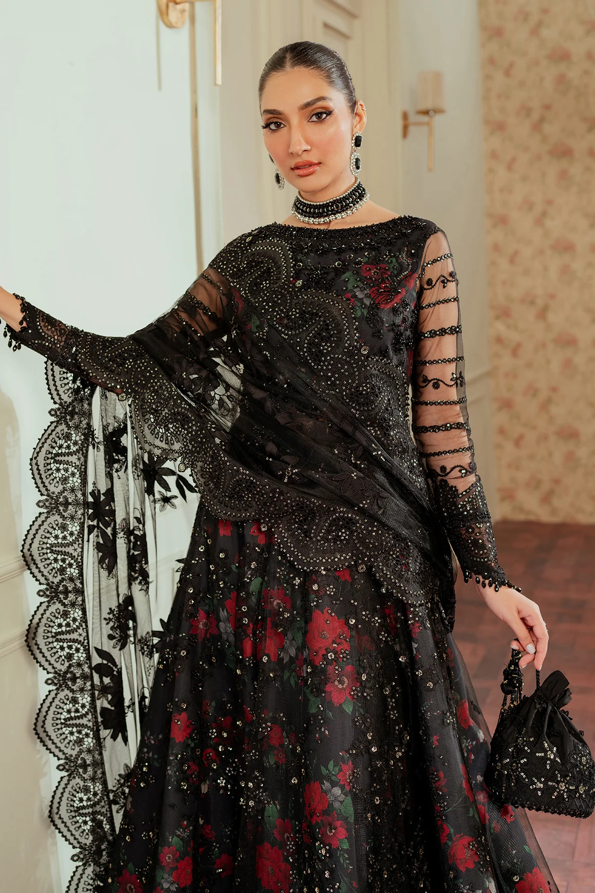 EMBROIDERED NET CH13-05 UNSTITCHED - Image 20