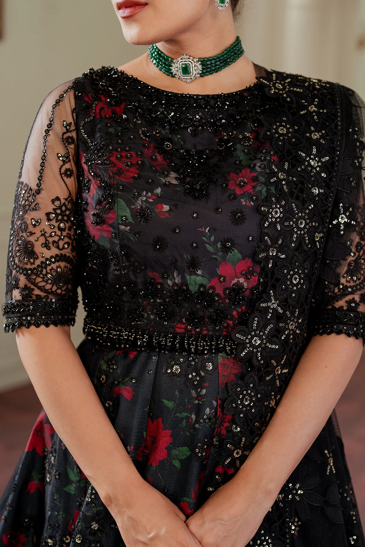 EMBROIDERED NET CH13-05 UNSTITCHED - Image 3