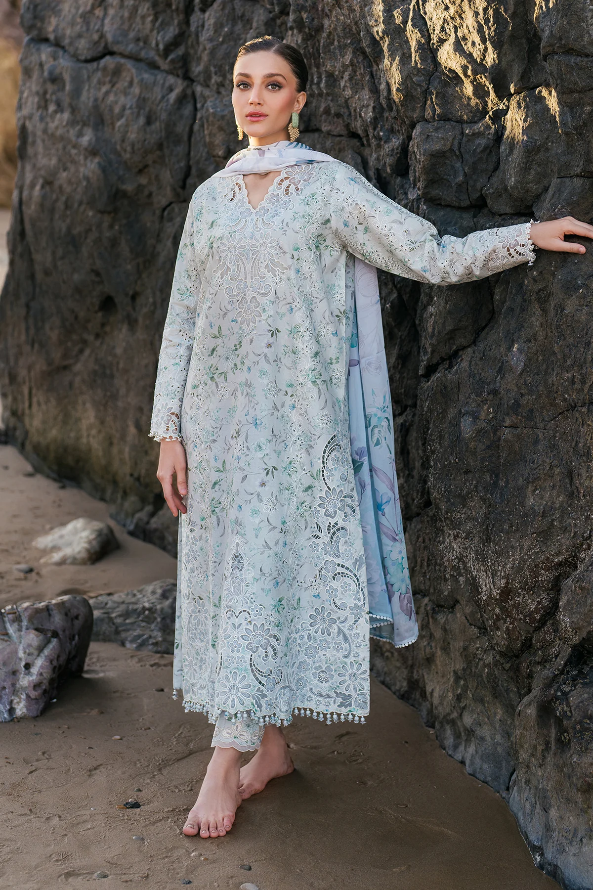 EMBROIDERED PRINTED LAWN SF-4129