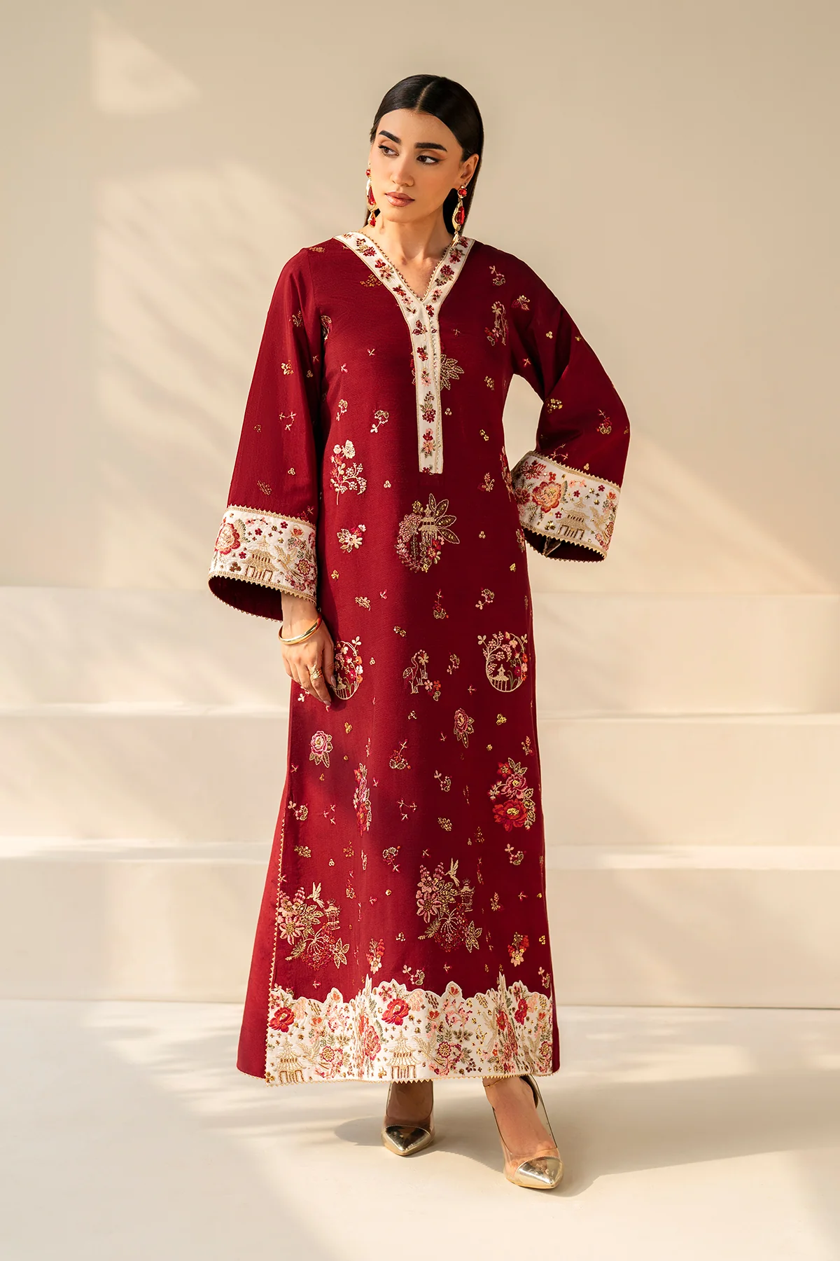 EMBROIDERED RAW SILK PR-1177