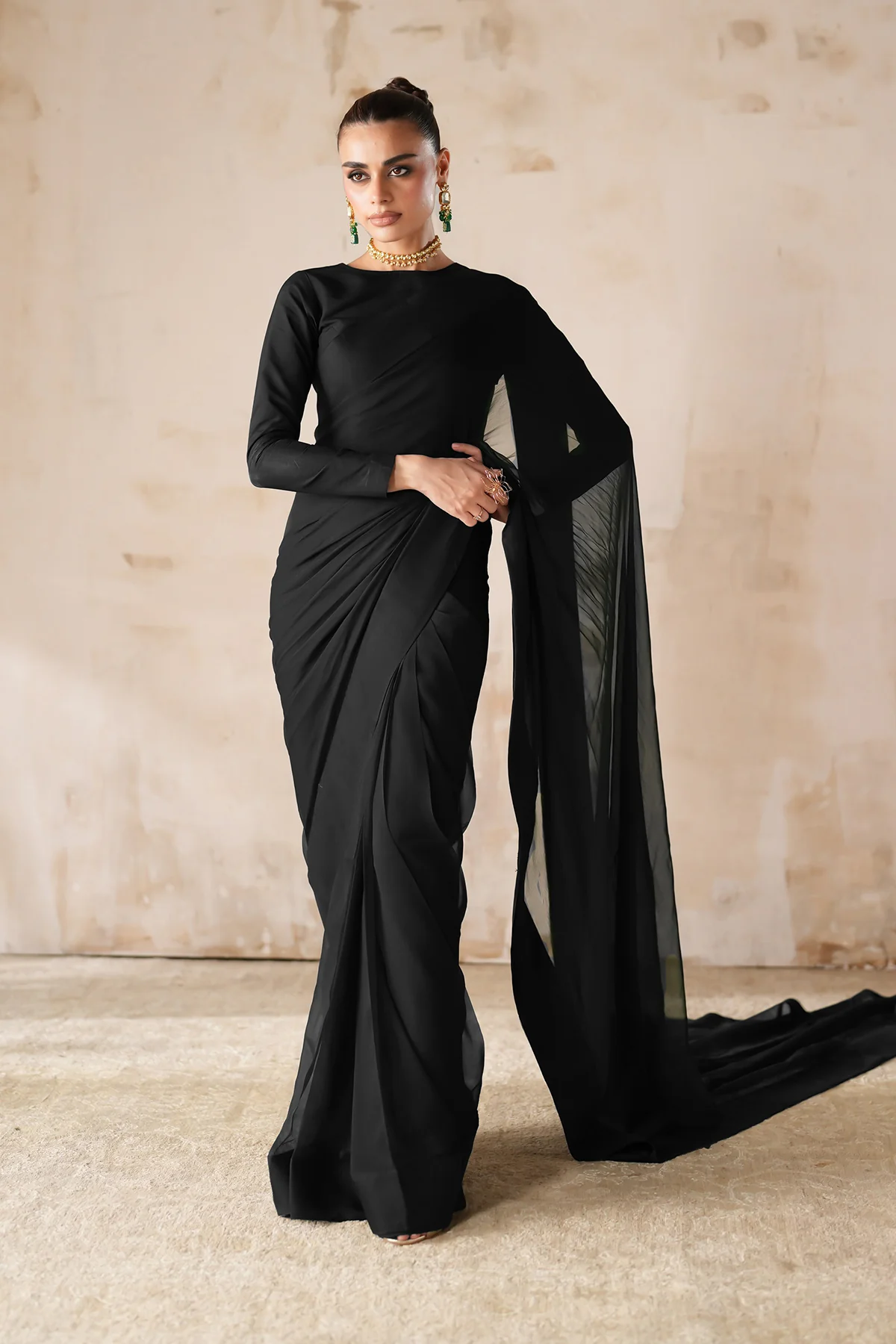 PLAIN CHIFFON SAREE EN-1219