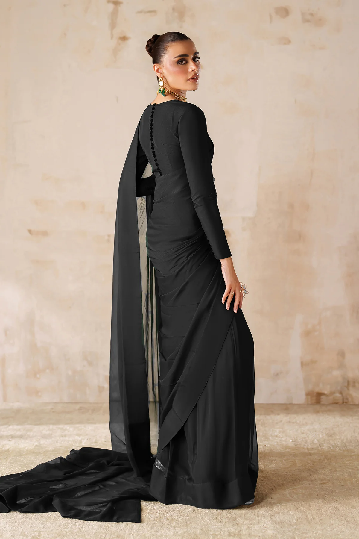 PLAIN CHIFFON SAREE EN-1219 - Image 2