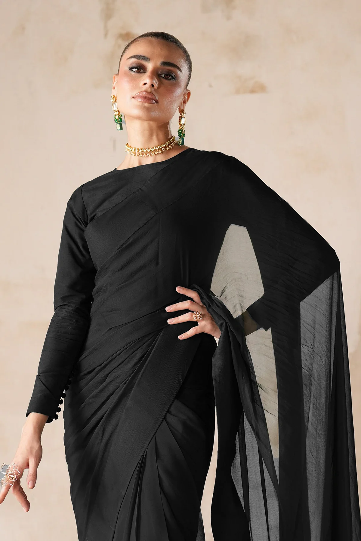 PLAIN CHIFFON SAREE EN-1219 - Image 3