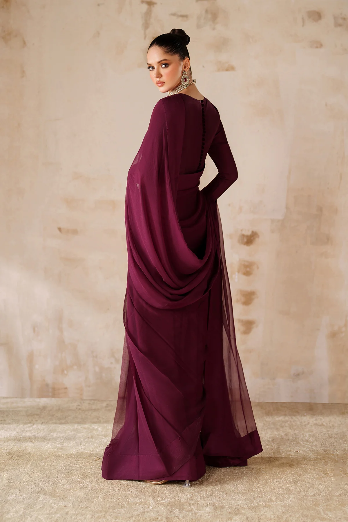 PLAIN CHIFFON SAREE EN-1221 - Image 2