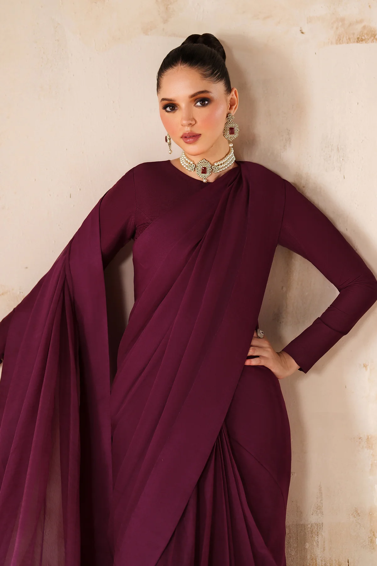 PLAIN CHIFFON SAREE EN-1221 - Image 3